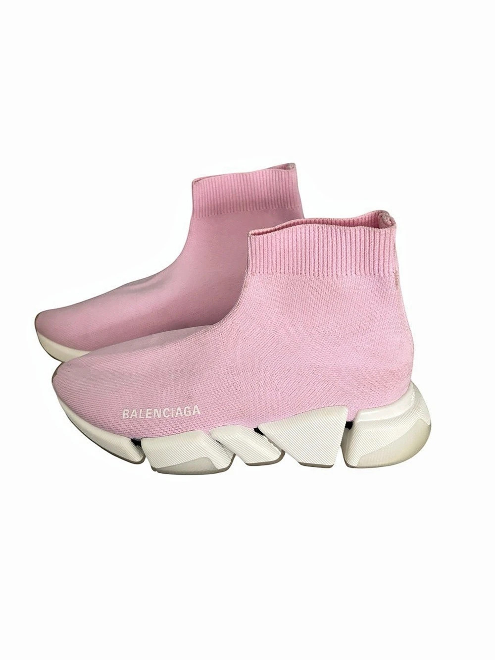 Balenciaga Speed 2.0 Clear Sole Sneakers Pink & White